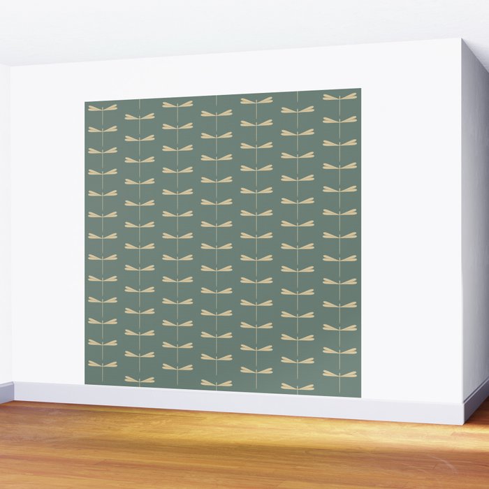 Dragonfly Pattern XII Neutral Green Wall Mural Gallery Image 2