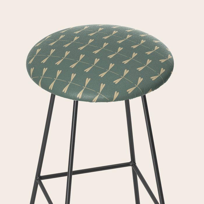 Dragonfly Pattern XII Neutral Green Stool Gallery Image 2