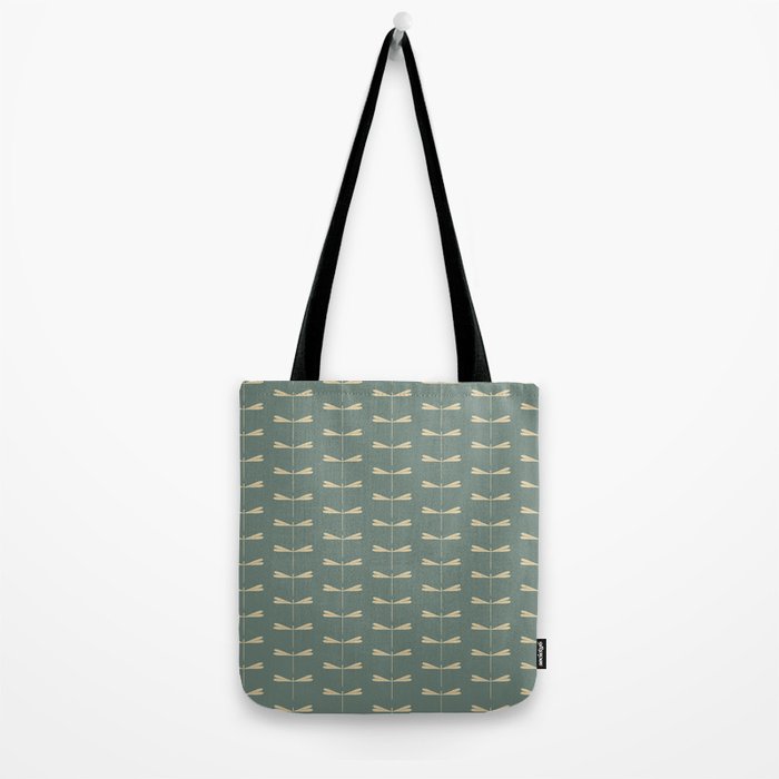 Dragonfly Pattern XII Neutral Green Tote Bag Gallery Image 2