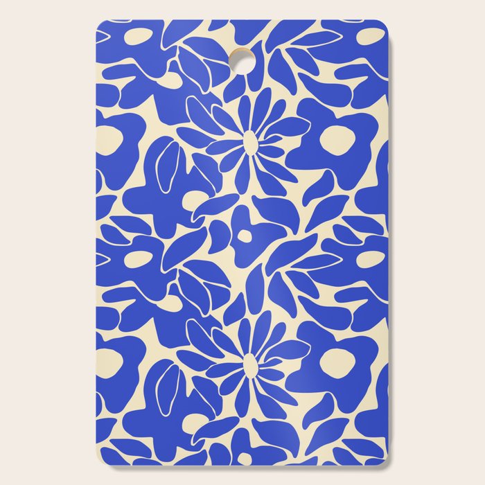 Abstract vintage blue flower art pattern Cutting Board Gallery Image 1