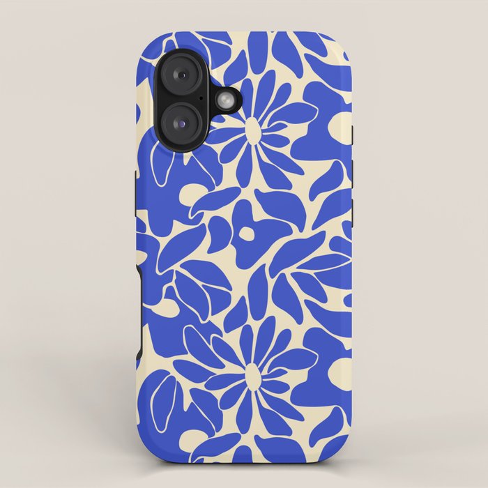 Abstract vintage blue flower art pattern iPhone Case Gallery Image 1
