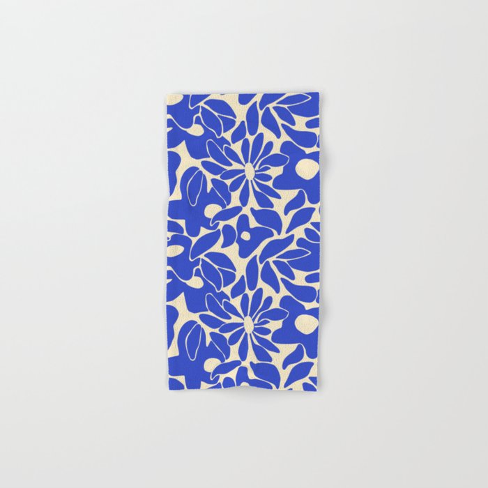 Abstract vintage blue flower art pattern Bath Towel Gallery Image 1