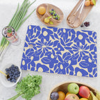 Abstract vintage blue flower art pattern Cutting Board Gallery Image 2