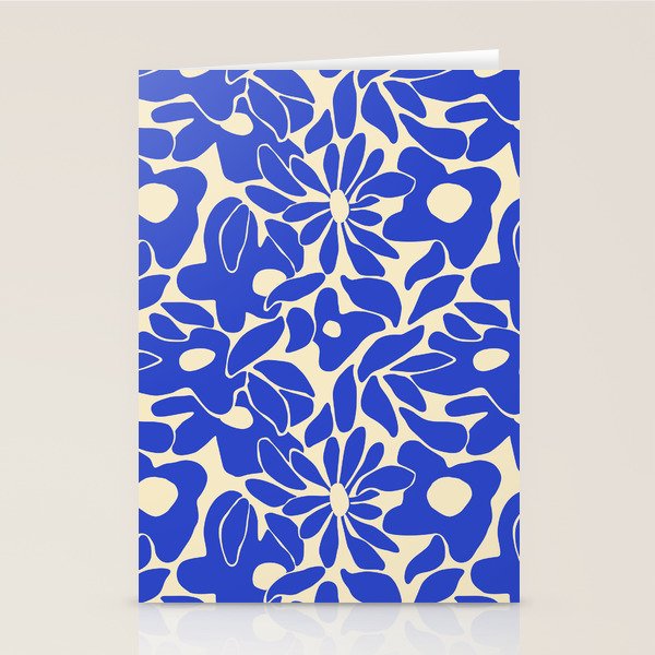 Abstract vintage blue flower art pattern Stationery Card Gallery Image 2