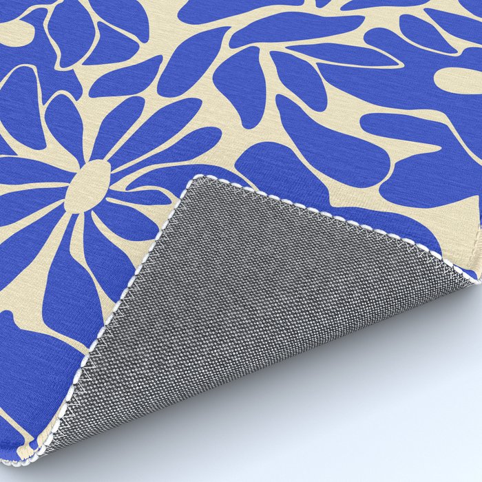 Abstract vintage blue flower art pattern Rug Gallery Image 4