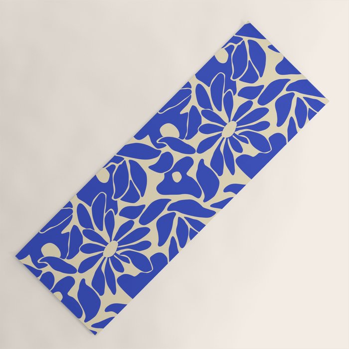 Abstract vintage blue flower art pattern Yoga Mat Gallery Image 1