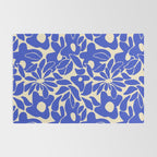 Abstract vintage blue flower art pattern Rug Gallery Image 2