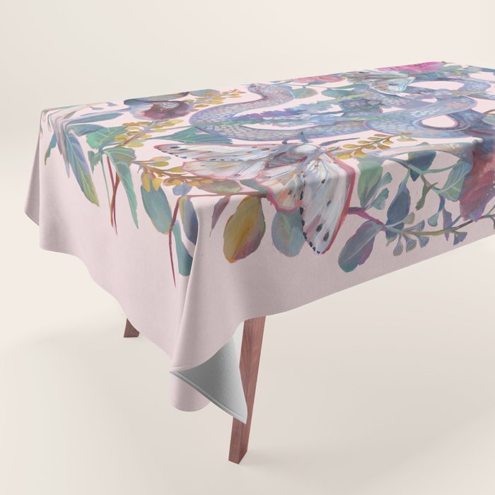 Pink Floral Garden Snake Tablecloth Gallery Image 1