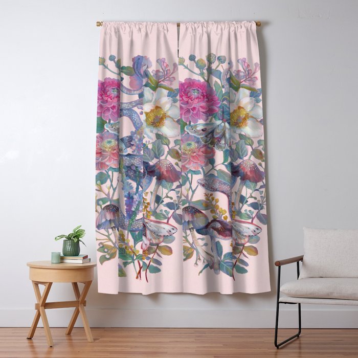 Pink Floral Garden Snake Window Curtain Gallery Image 1