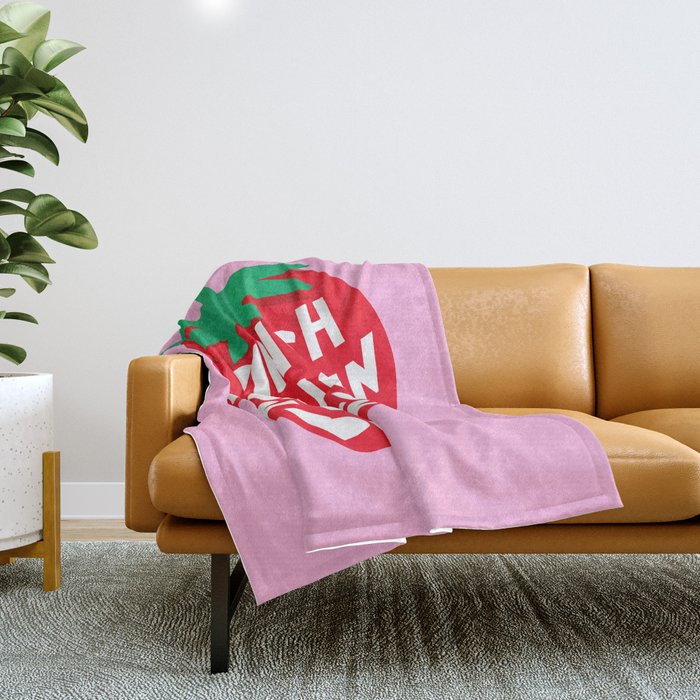Big Strawberry Fruit with Cut-out Love words Throw Blanket Gallery Image 1