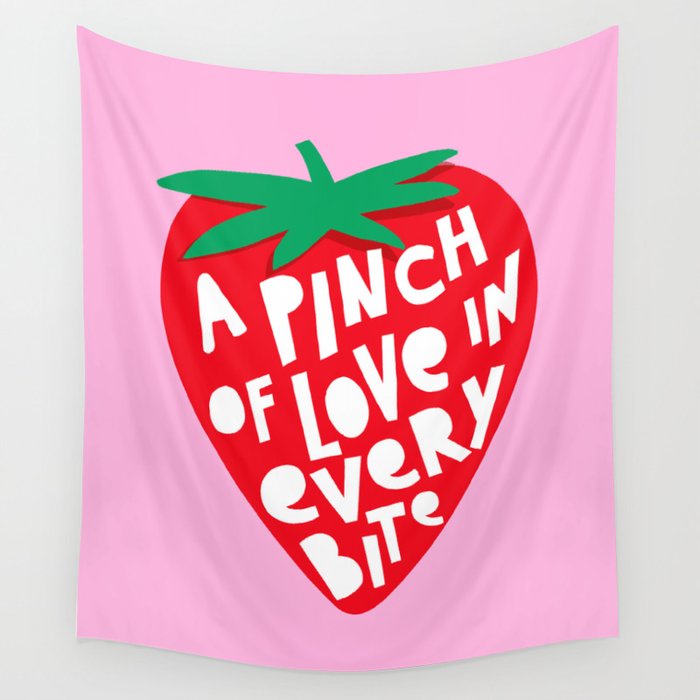 Big Strawberry Fruit with Cut-out Love words Wall Tapestry Gallery Image 1