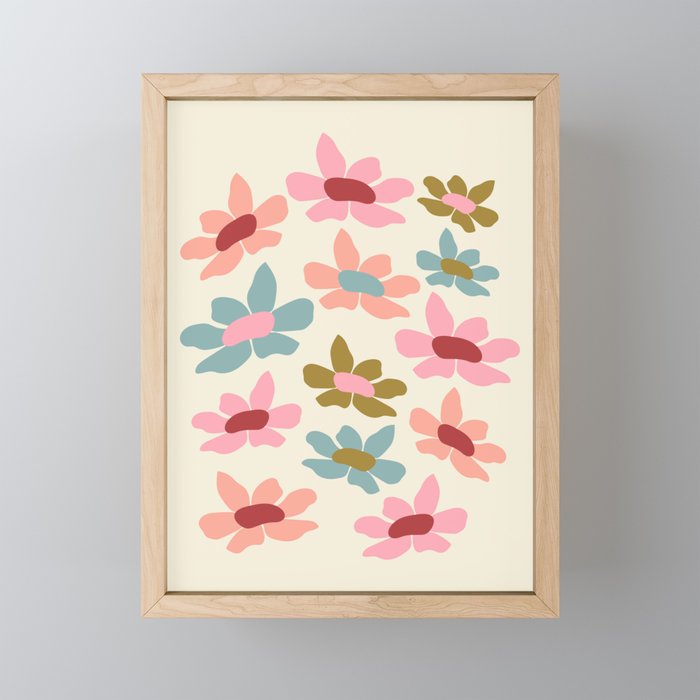 Retro Colorful Daisies  Mini Art Print Gallery Image 1