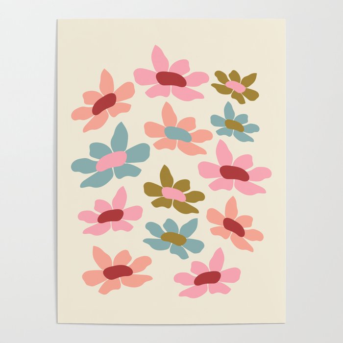Retro Colorful Daisies  Poster Gallery Image 4