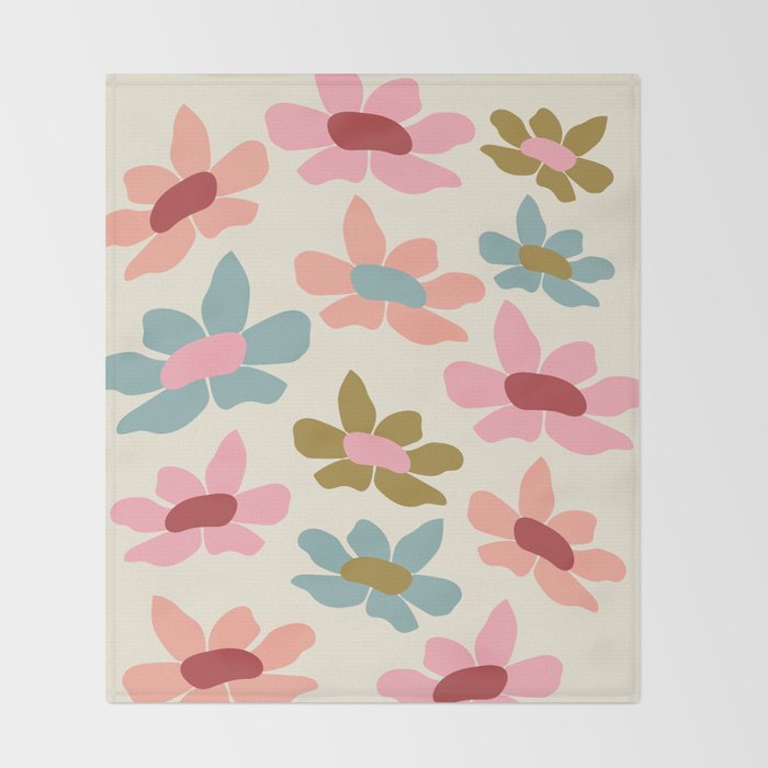 Retro Colorful Daisies  Throw Blanket Gallery Image 2