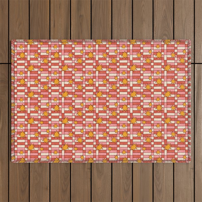 Retro Starry Plaid Outdoor Rug Gallery Image 1