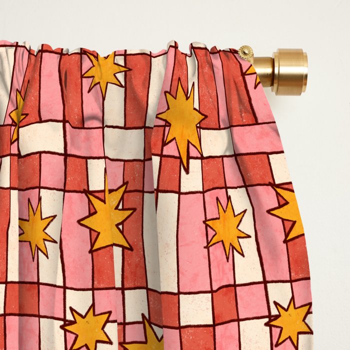 Retro Starry Plaid Window Curtain Gallery Image 2