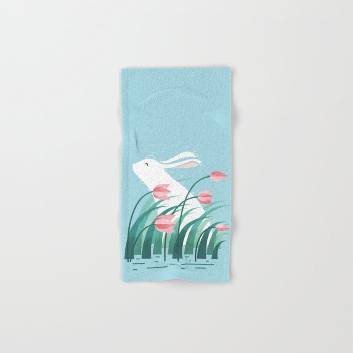 Rabbit Resting, Sky Blue Version Bath Towel Gallery Image 1