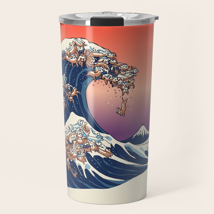 The Great Wave of Dachshunds Travel Mug Gallery Image 1