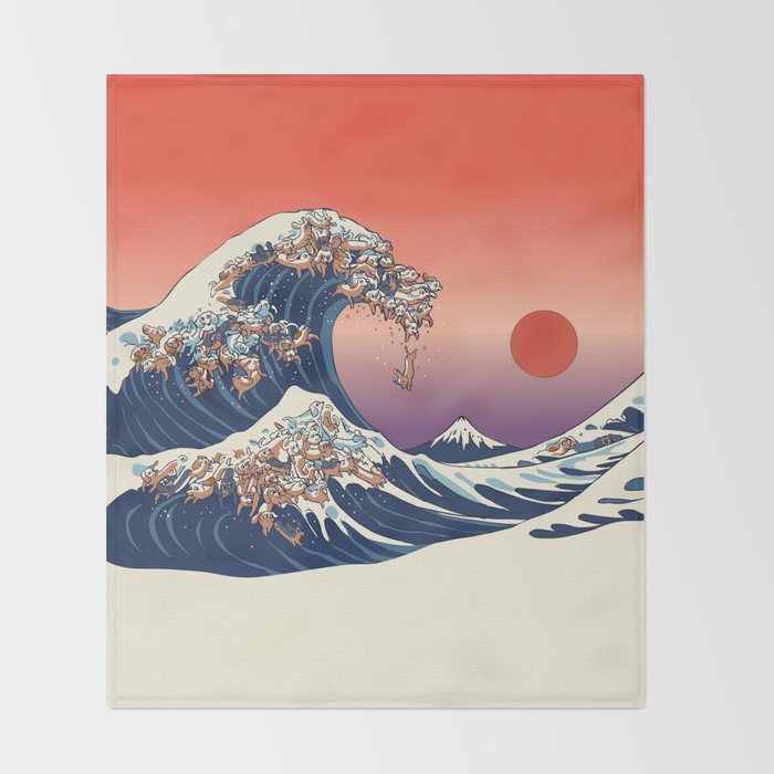 The Great Wave of Dachshunds Throw Blanket Gallery Image 2