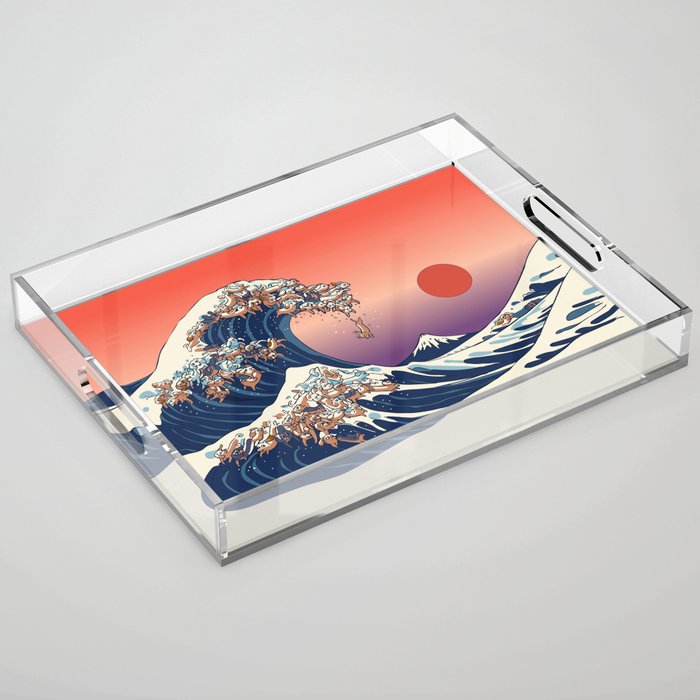 The Great Wave of Dachshunds Acrylic Tray Gallery Image 1