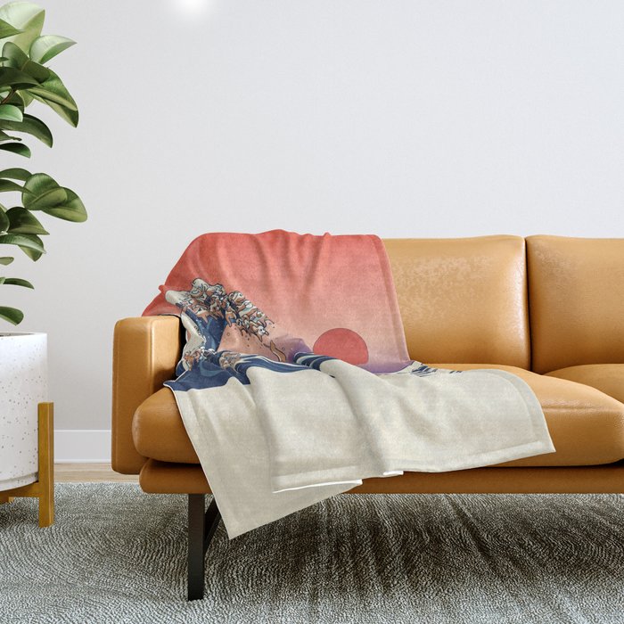 The Great Wave of Dachshunds Throw Blanket Gallery Image 1