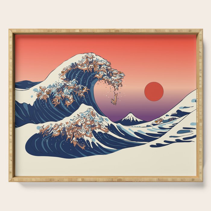 The Great Wave of Dachshunds Serving Tray Gallery Image 1