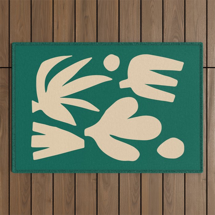 Bottle Green Collage: Paper Cutouts Matisse Edition Outdoor Rug Gallery Image 1