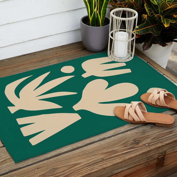 Bottle Green Collage: Paper Cutouts Matisse Edition Outdoor Rug Gallery Image 2