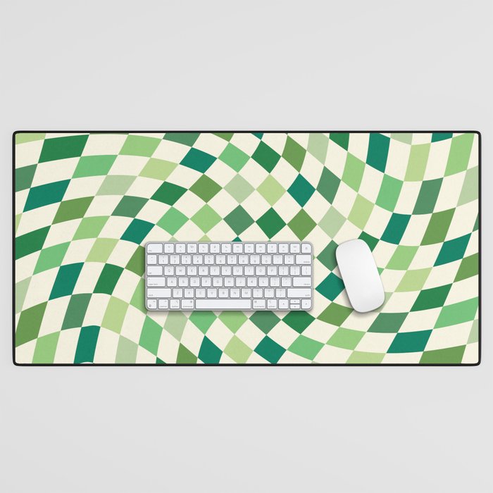 Green Checkered Swirl Desk Mat Gallery Image 1