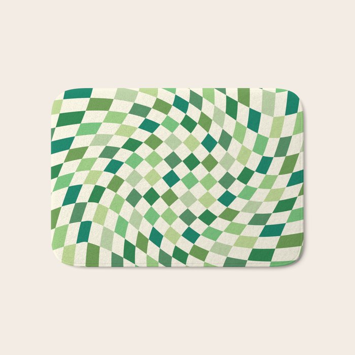 Green Checkered Swirl Bath Mat Gallery Image 1