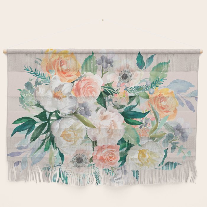 Pastel flower bouquet with roses Wall Hanging Gallery Image 1