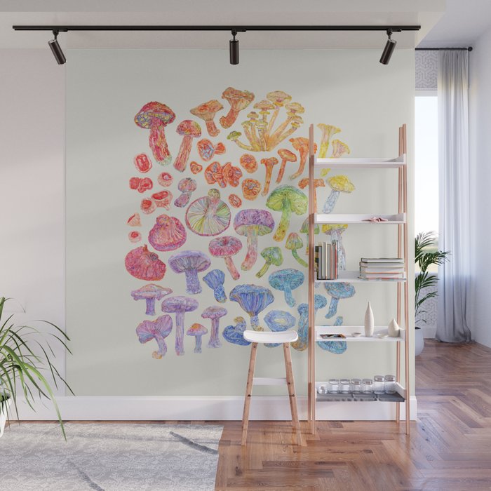 Wild Mushroom Rainbow - Neutral Wall Mural Gallery Image 1