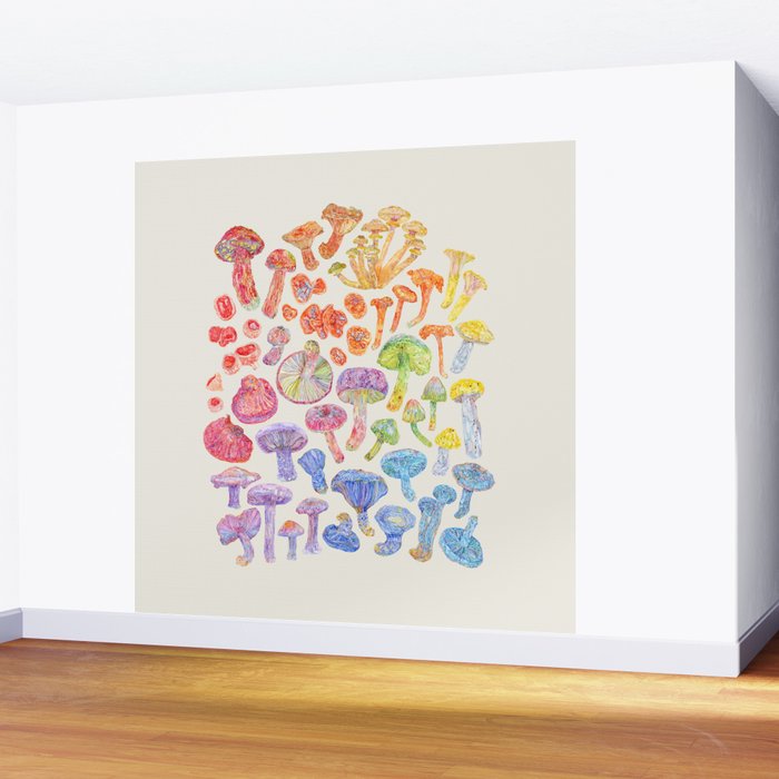 Wild Mushroom Rainbow - Neutral Wall Mural Gallery Image 2
