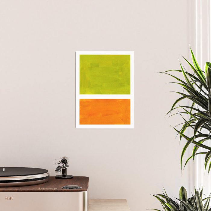 Retro Lime Green Minimalist Abstract Color Block Rothko Midcentury Modern Art Poster Gallery Image 2