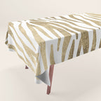 Chic faux gold white modern zebra animal print pattern Tablecloth Gallery Image 1