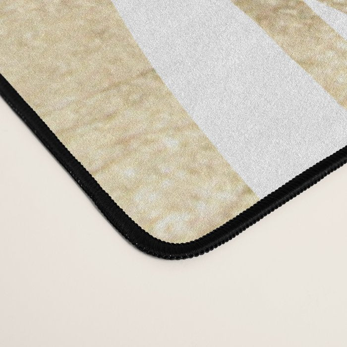 Chic faux gold white modern zebra animal print pattern Desk Mat Gallery Image 4