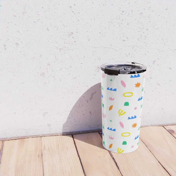 Colorful abstract organic shape art pattern Travel Mug Gallery Image 4