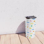Colorful abstract organic shape art pattern Travel Mug Gallery Image 4