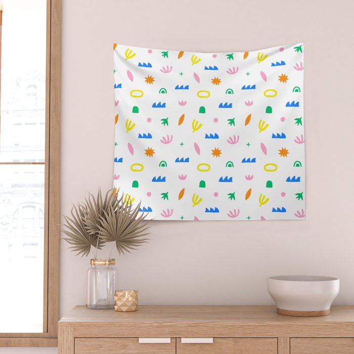 Colorful abstract organic shape art pattern Wall Tapestry Gallery Image 2