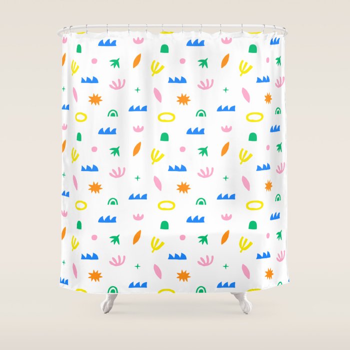 Colorful abstract organic shape art pattern Shower Curtain Gallery Image 1