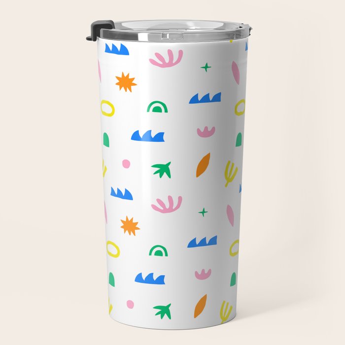Colorful abstract organic shape art pattern Travel Mug Gallery Image 3