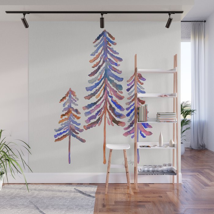 Pine Trees - Vintage Palette Wall Mural Gallery Image 1