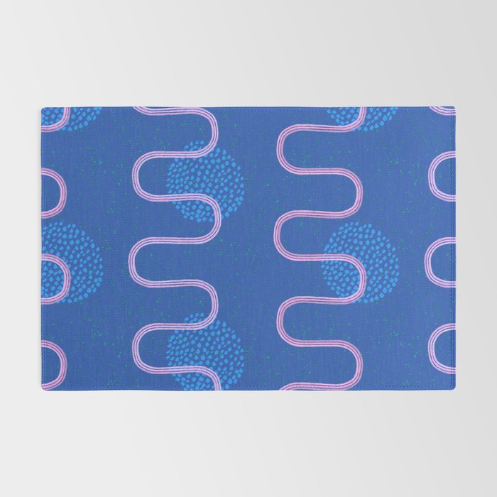 Abstract Fields in Navy Blue & Pastel Pink Rug Gallery Image 2