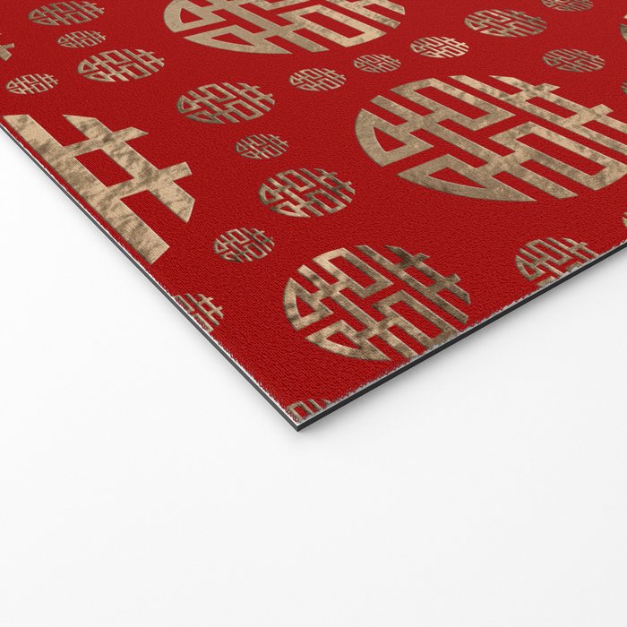Double Happiness Symbol pattern - Gold on red Welcome Mat Gallery Image 2