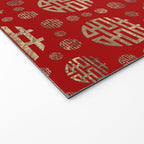 Double Happiness Symbol pattern - Gold on red Welcome Mat Gallery Image 2