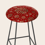 Double Happiness Symbol pattern - Gold on red Stool Gallery Image 2