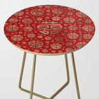 Double Happiness Symbol pattern - Gold on red Side Table Gallery Image 2