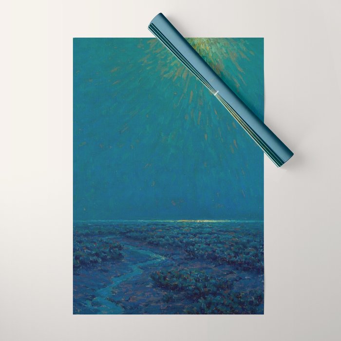 Granville Redmond-Moonlight on the Marsh Oil Painting Wrapping Paper Gallery Image 1
