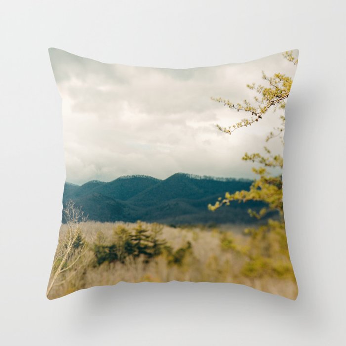 Early Spring in the Mountains north carolina blue ridge landscape photograph Throw Pillow Gallery Image 1