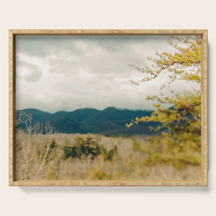 Early Spring in the Mountains north carolina blue ridge landscape photograph Serving Tray Gallery Image 1